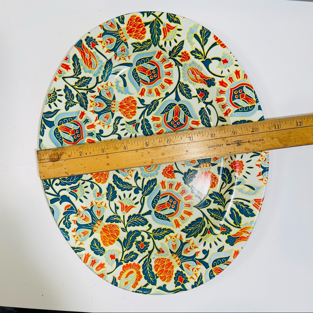 Vintage MCM Nevco 2 Metal trays tin Floral made South Africa red blue #1587 - Picture 7 of 11